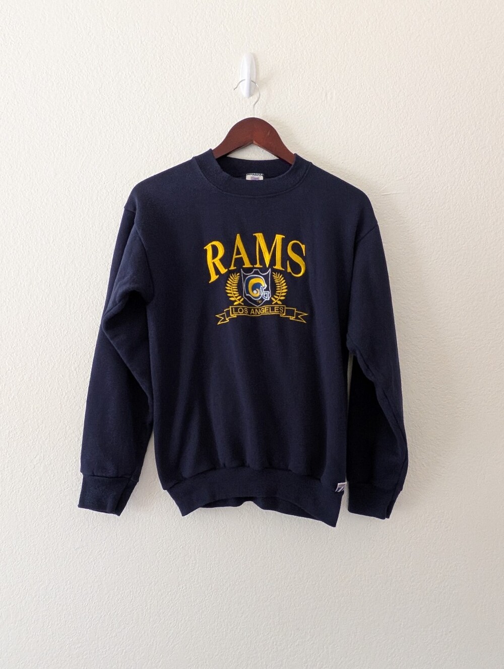 Vintage Los Angeles Rams Logo 7 Crewneck Sweatshirt Blue NFL Size S